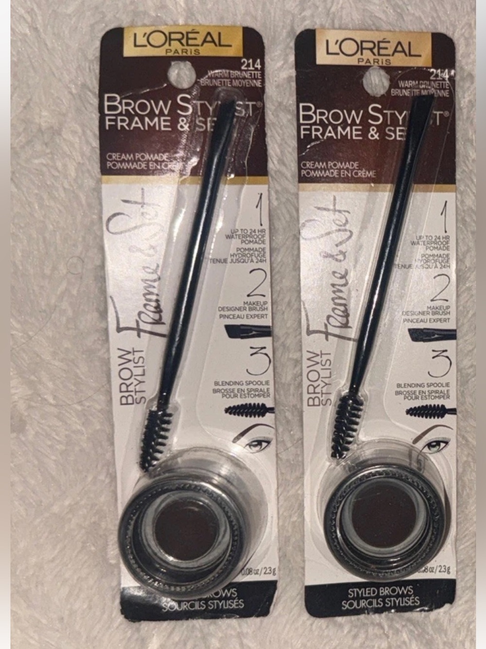 NEW (2)L'Oreal BROW STYLIST FRAME & SET Cream Pomade #214 Warm Brunette